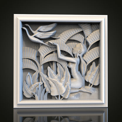 Jungle Scene Relief STL Model for CNC Router Engraver, Artcam, Aspire, Wood, Wall Decor