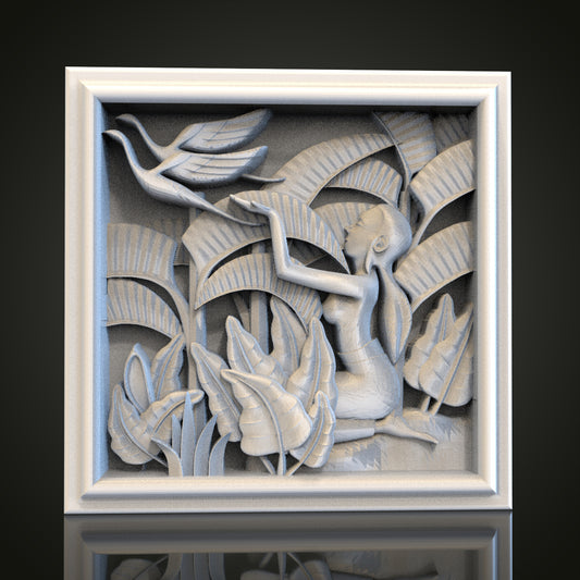 Jungle Scene Relief STL Model for CNC Router Engraver, Artcam, Aspire, Wood, Wall Decor