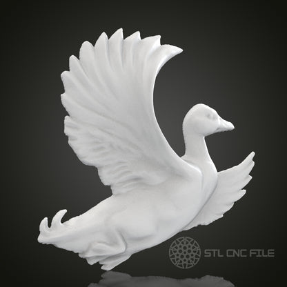 Flying Duck 3D STL Model for CNC Router Engraver, Artcam, Aspire, CNC Files, Wood Art Wall Decor, 3D Printer
