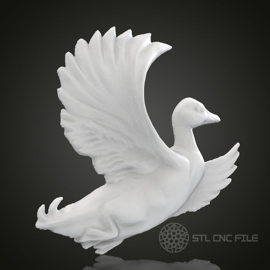 Flying Duck 3D STL Model for CNC Router Engraver, Artcam, Aspire, CNC Files, Wood Art Wall Decor, 3D Printer