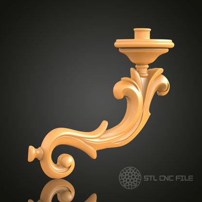 Ornate Candle Holder - STL Model for CNC Router and 3D Printing - Artcam, Aspire Compatible