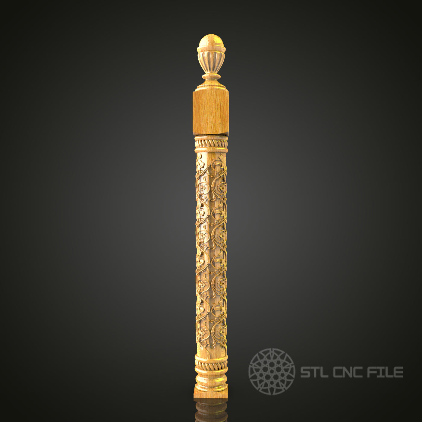 Luxurious Carved Column STL Model for CNC Router - Perfect for Artcam, Aspire, Sophisticated Home Decor