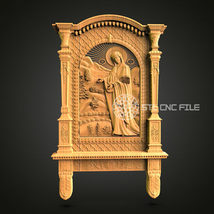Saintly Icon Wooden Panel CNC STL File - 3D Printable Religious Artwork, Artcam, Aspire - Church Decor