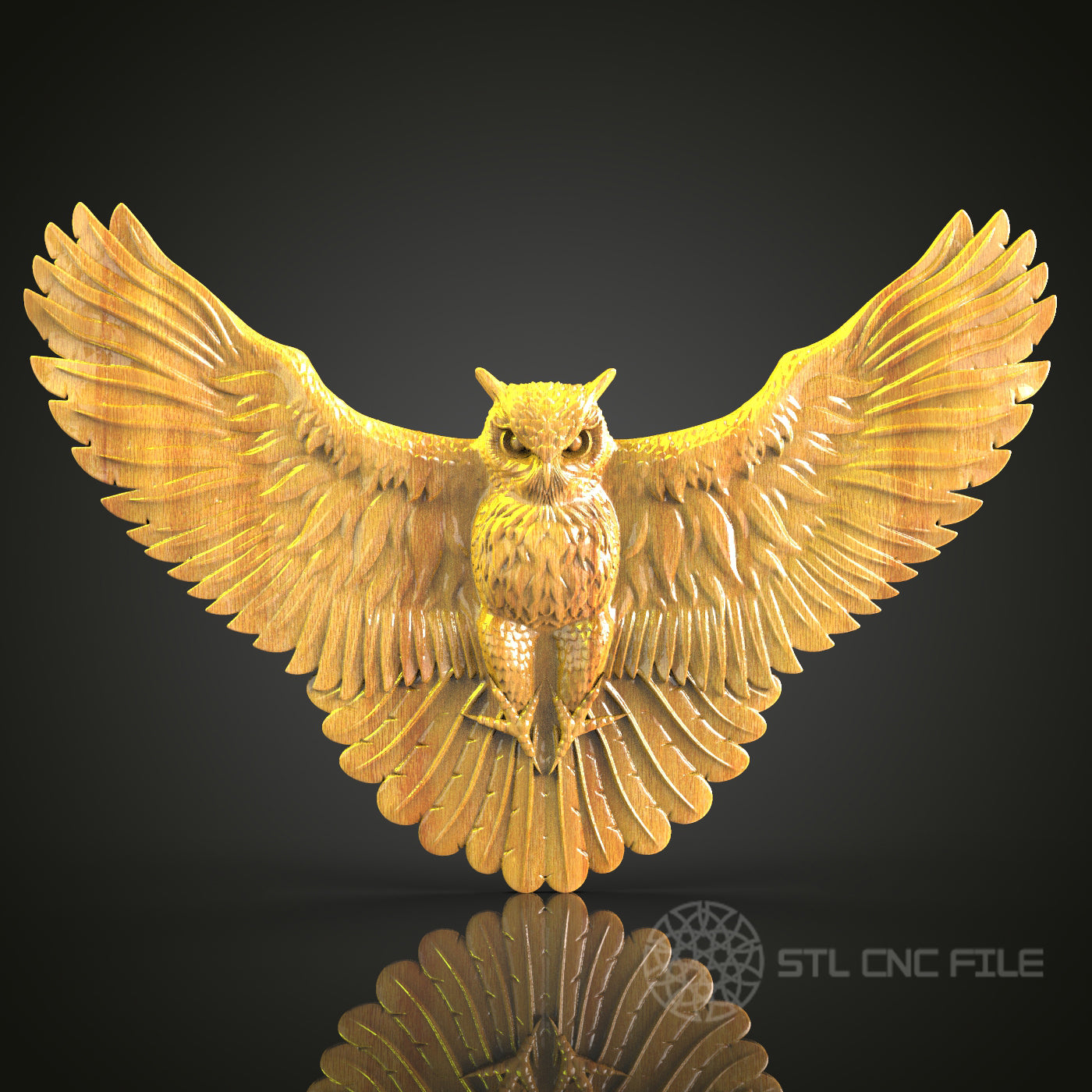Majestic Owl in Flight STL Model, CNC Router Files for Wood Carving, Artcam Aspire Compatible