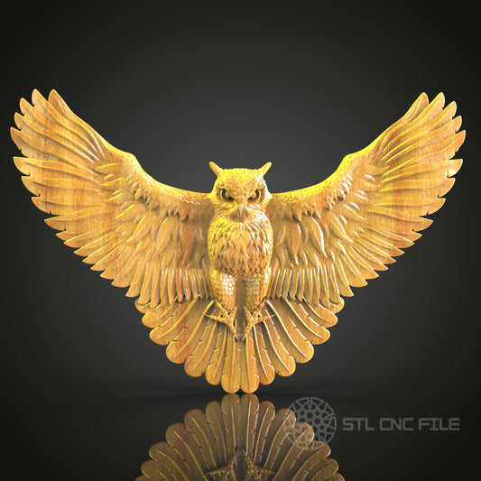 Majestic Owl in Flight STL Model, CNC Router Files for Wood Carving, Artcam Aspire Compatible