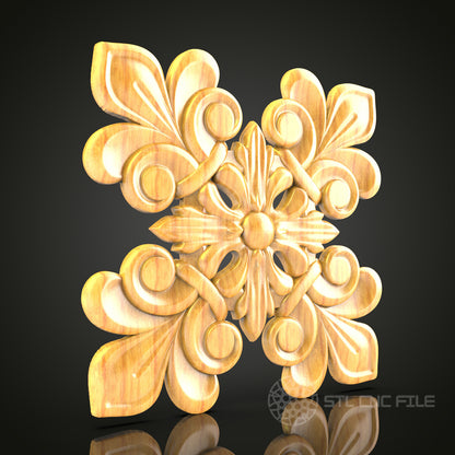 Floral Symmetrical Medallion STL Model for CNC Router, Compatible with Artcam, Aspire - Decorative Wood Carving