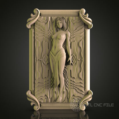 Steampunk Woman Relief STL Model for CNC Router, Aspire, Artcam, 3D Printer, Wall Decor, Wood Art