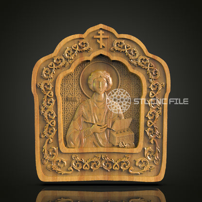 Saint with Cross CNC Relief Carving File - Sacred Wood Art, Compatible with Artcam, Aspire for CNC Routers