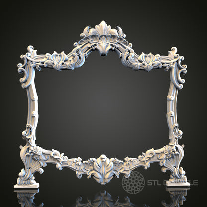 Ornate Baroque Frame STL Model for CNC Router Engraver, Artcam, Aspire, Wood Wall Decor, 3D Printer