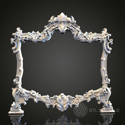 Ornate Baroque Frame STL Model for CNC Router Engraver, Artcam, Aspire, Wood Wall Decor, 3D Printer