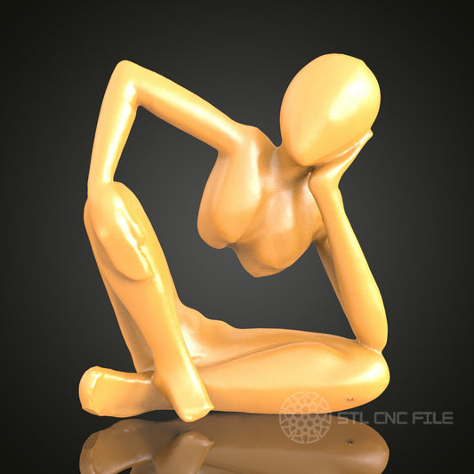 Abstract Thinker Figure STL Model for CNC Router Engraver, Artcam, Aspire, 3D Printer, Wall Decor