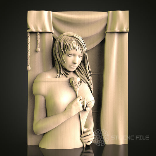 Pensive Woman Relief STL Model for CNC Router, Aspire, Artcam, 3D Printer, Wall Decor, Wood Art