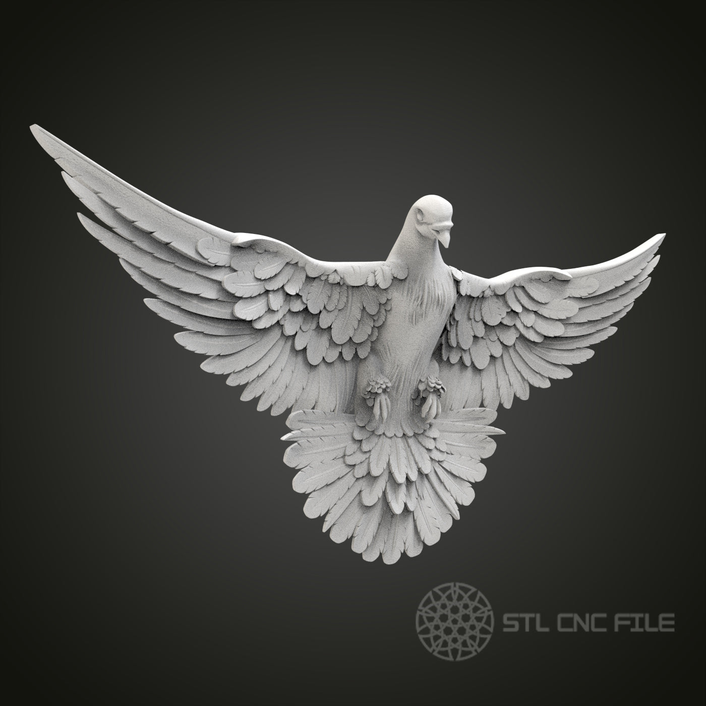 Graceful Dove in Flight STL Model for CNC Router Engraver, Artcam, Aspire, Wood Art Wall Decor
