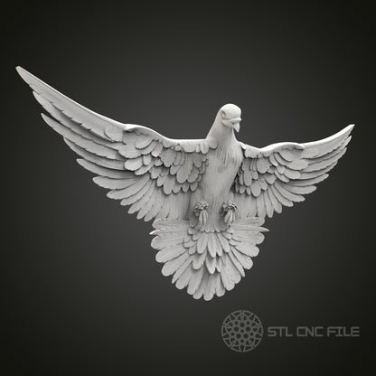 Graceful Dove in Flight STL Model for CNC Router Engraver, Artcam, Aspire, Wood Art Wall Decor