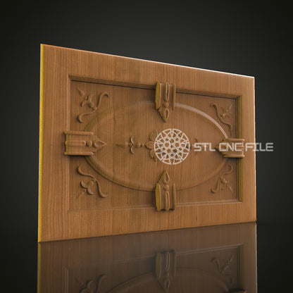 Elegant 3D Carved Rectangular Panel STL File for CNC and 3D Printing - Decorative Relief Art, Home Decor, Digital Download