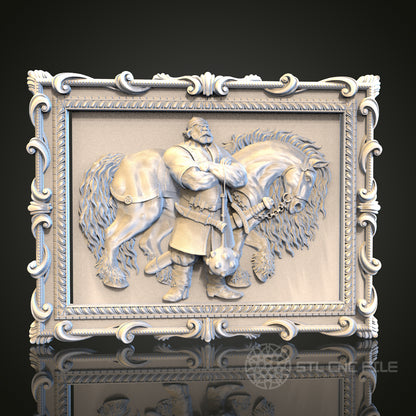 Medieval Knight and Horse 3D STL File, CNC and 3D Printer Model, Historical Art, Artcam Aspire, Heroic Wall Decor
