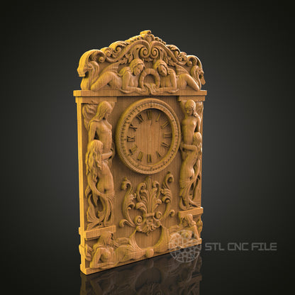 Ornate Clock Relief - STL Model for CNC Router Engraver - Artcam, Aspire Compatible - Wood Art, Wall Decor, 3D Printer Ready
