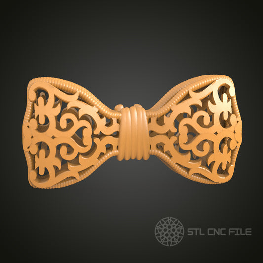 Intricate Bow Tie 3D STL Model, CNC Router Engraver Artcam Aspire, Wood Art Decorative Piece, 3D Printer Ready, PDF with STL Link