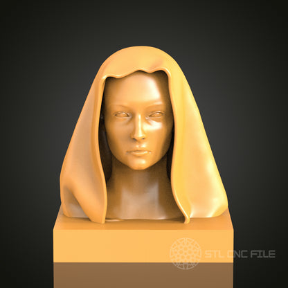 Serene Female Bust STL Model, CNC Router File, Perfect for Sculptural Art and Decor Projects