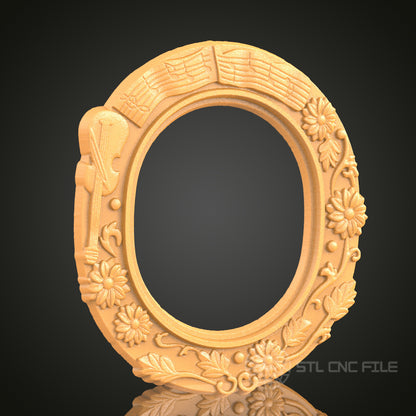 Musical Oval Frame STL Model for CNC Router Engraver and 3D Printer - Wall Decor