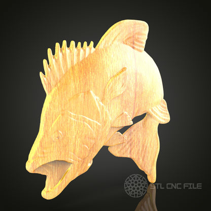 Fish Bass Relief STL Model for CNC Router Engraving - Wood Art Wall Decor, Digital Files for CNC Carving