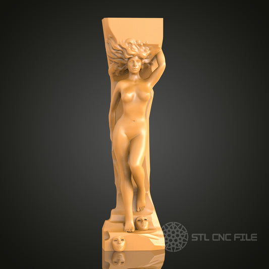 Artistic Female Relief Sculpture STL Model for CNC Router Engraver, Artcam, Aspire, 3D Printer, Wall Decor