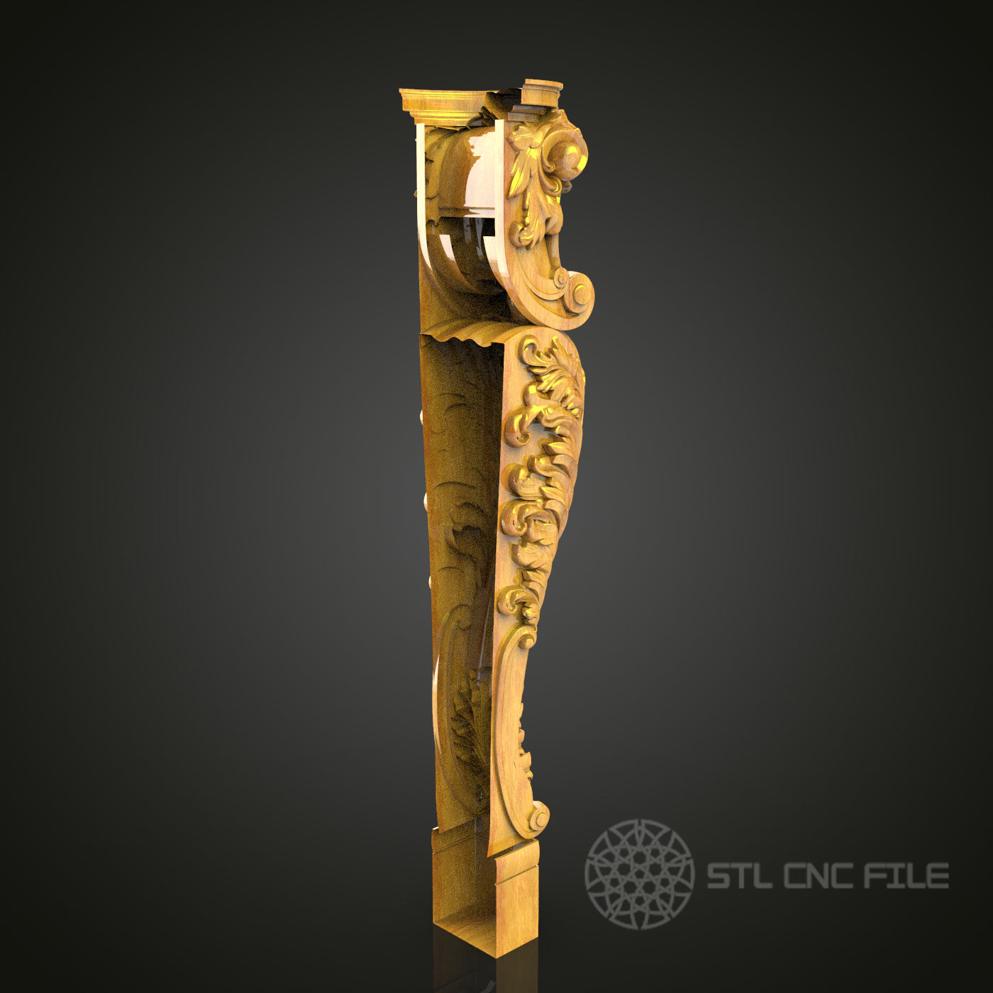 Ornate Carved Column STL Model for CNC Router - Perfect for Artcam, Aspire, Luxurious Wood Decor