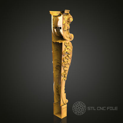 Ornate Carved Column STL Model for CNC Router - Perfect for Artcam, Aspire, Luxurious Wood Decor