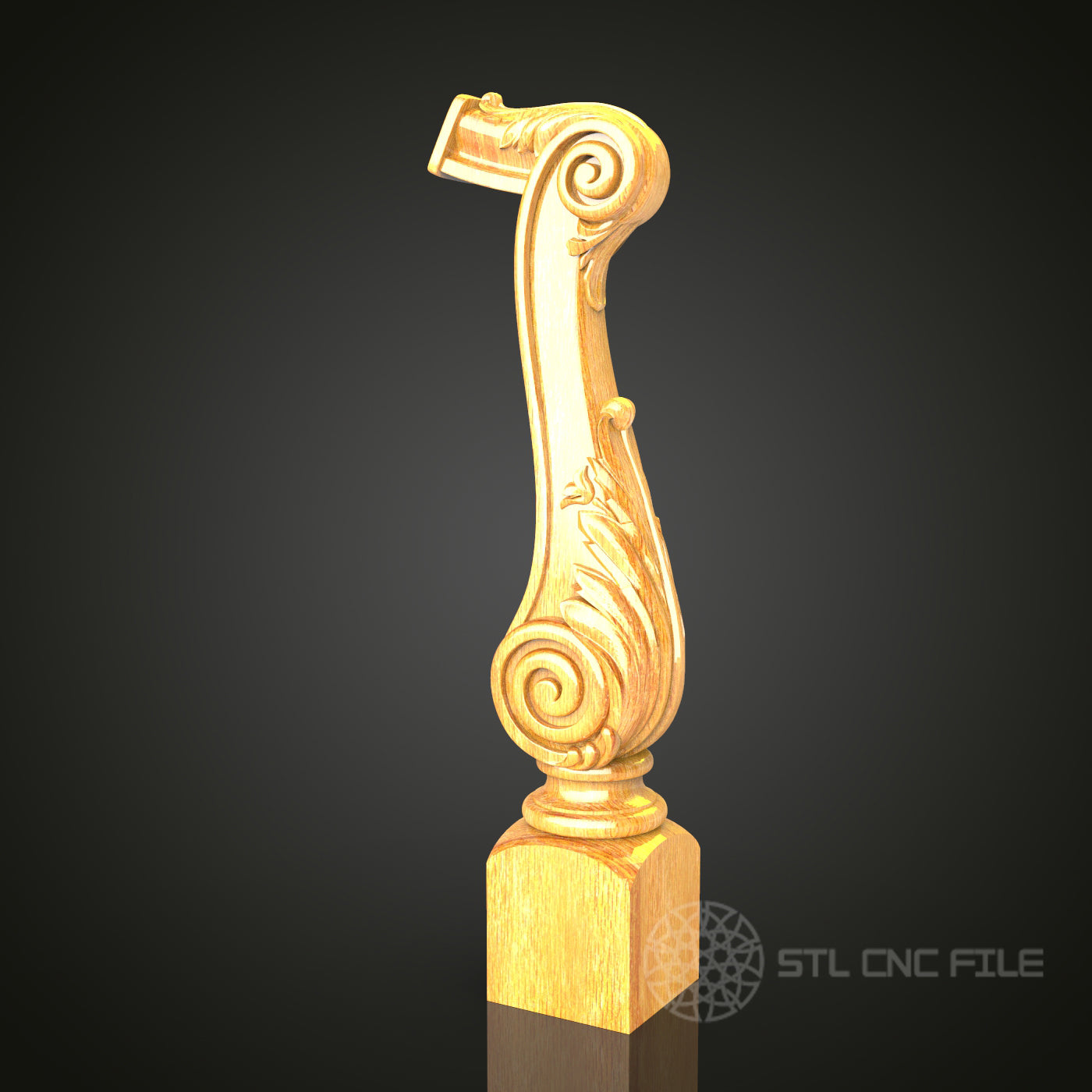 Ornate Finial STL Model for CNC Router - Ideal for Furniture Embellishment, Artcam, Aspire, Custom Woodwork