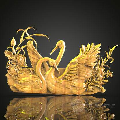 Elegant Swan Lake STL File for CNC Wood Carving – Ideal for Artcam, Aspire Enthusiasts & Home Decor