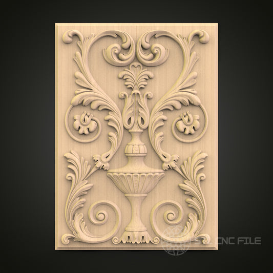 Ornamental Urn & Scrollwork STL File for CNC - Classic Vase 3D Wood Carving Design