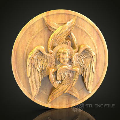 Seraphim Angel 3D STL Model - CNC Router File for Religious Wood Carving, Sacred Art Decor