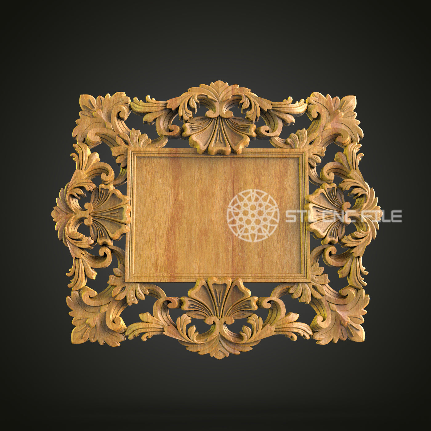 Floral Ornament Frame STL File, Luxurious CNC Carving Design for Artcam, Aspire, Elegant Wood Decor