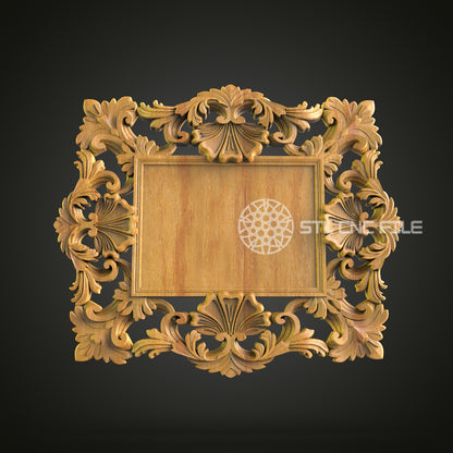 Floral Ornament Frame STL File, Luxurious CNC Carving Design for Artcam, Aspire, Elegant Wood Decor