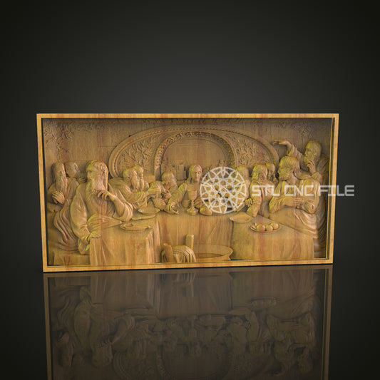 Elegant Last Supper Wood Panel - CNC Engraved Art, Religious STL Model Carving