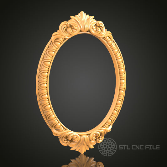 Elegant Oval Frame STL Model for CNC Router Engraver - Artcam, Aspire, 3D Printer, Wall Decor