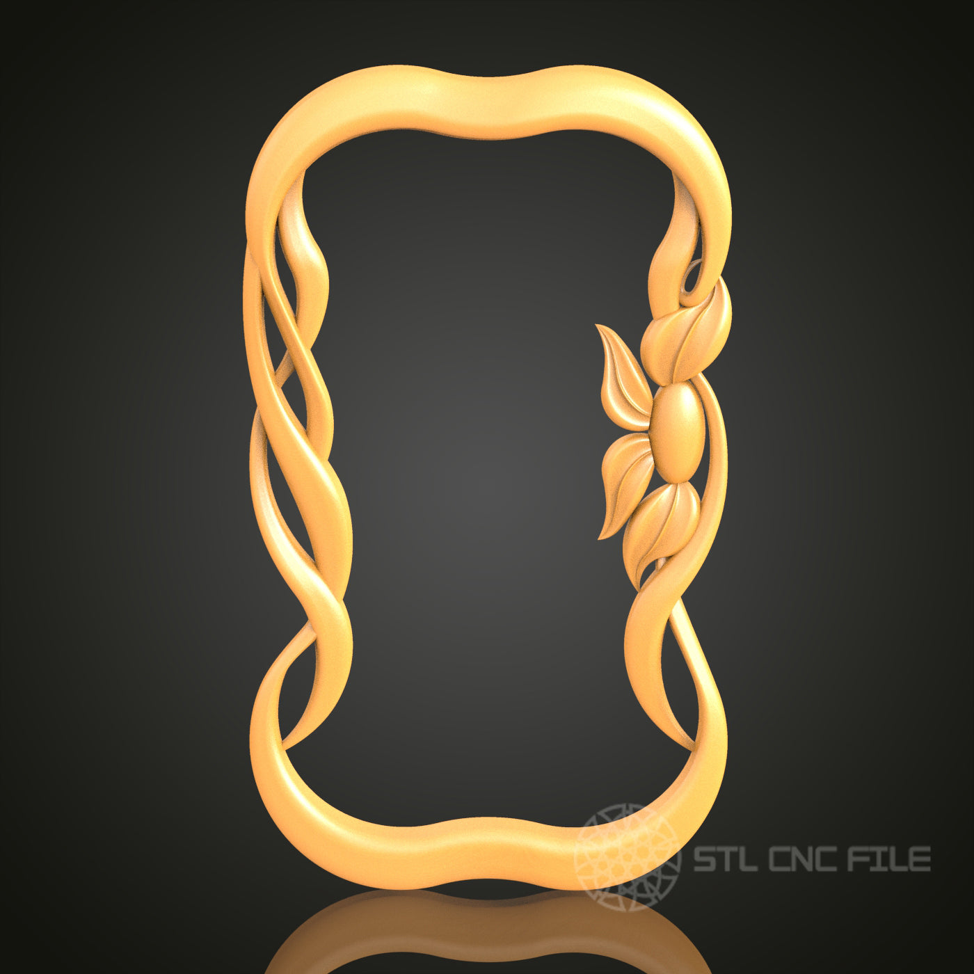 Ornate Flower 3D Frame STL Model for CNC Router Engraver, Artcam, Aspire, Wood Decor, 3D Printer File