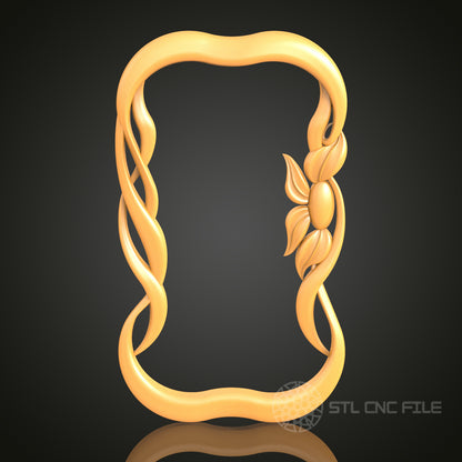 Ornate Flower 3D Frame STL Model for CNC Router Engraver, Artcam, Aspire, Wood Decor, 3D Printer File