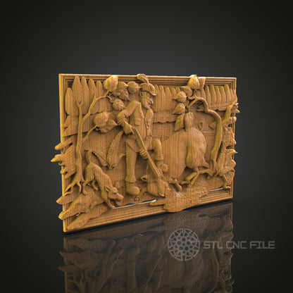 Hunter Scene Relief - STL Model for CNC Router Engraver - Artcam, Aspire Compatible - Wood Art, Wall Decor, 3D Printer Ready