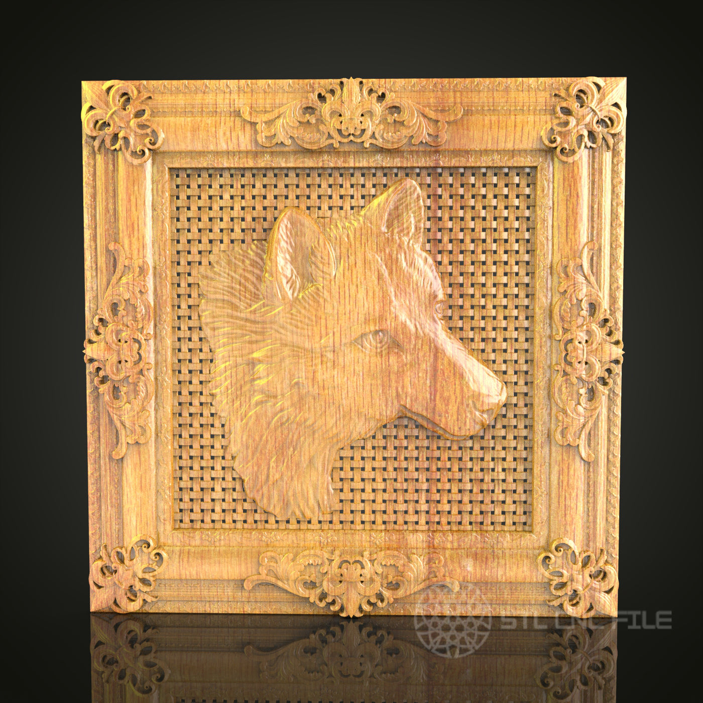 Fox Portrait in Ornate Frame 3D STL Model for CNC Router - Wood Carving Digital File, Elegant Wall Art