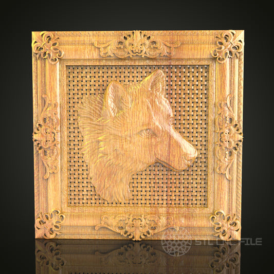Fox Portrait in Ornate Frame 3D STL Model for CNC Router - Wood Carving Digital File, Elegant Wall Art