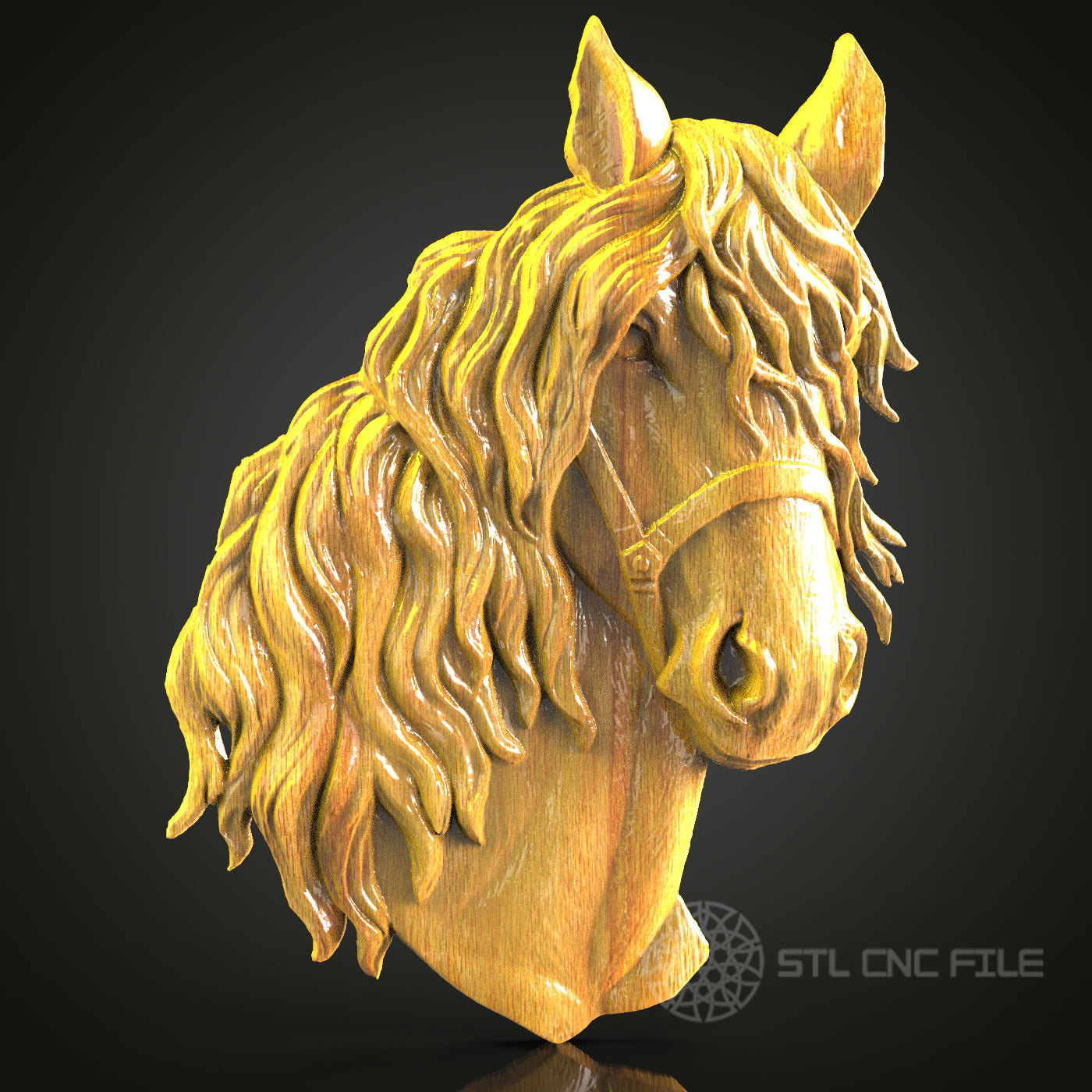 Majestic Horse Head STL Model for CNC Router, Compatible with Artcam and Aspire - Wood Carving File