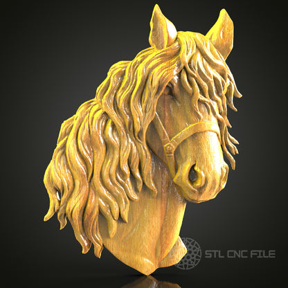 Majestic Horse Head STL Model for CNC Router, Compatible with Artcam and Aspire - Wood Carving File