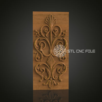 Elegant 3D Carved Floral Panel STL File for CNC and 3D Printing - Ornate Relief Art, Home Decor, Digital Download
