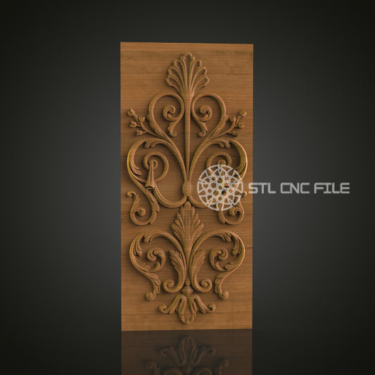 Elegant 3D Carved Floral Panel STL File for CNC and 3D Printing - Ornate Relief Art, Home Decor, Digital Download