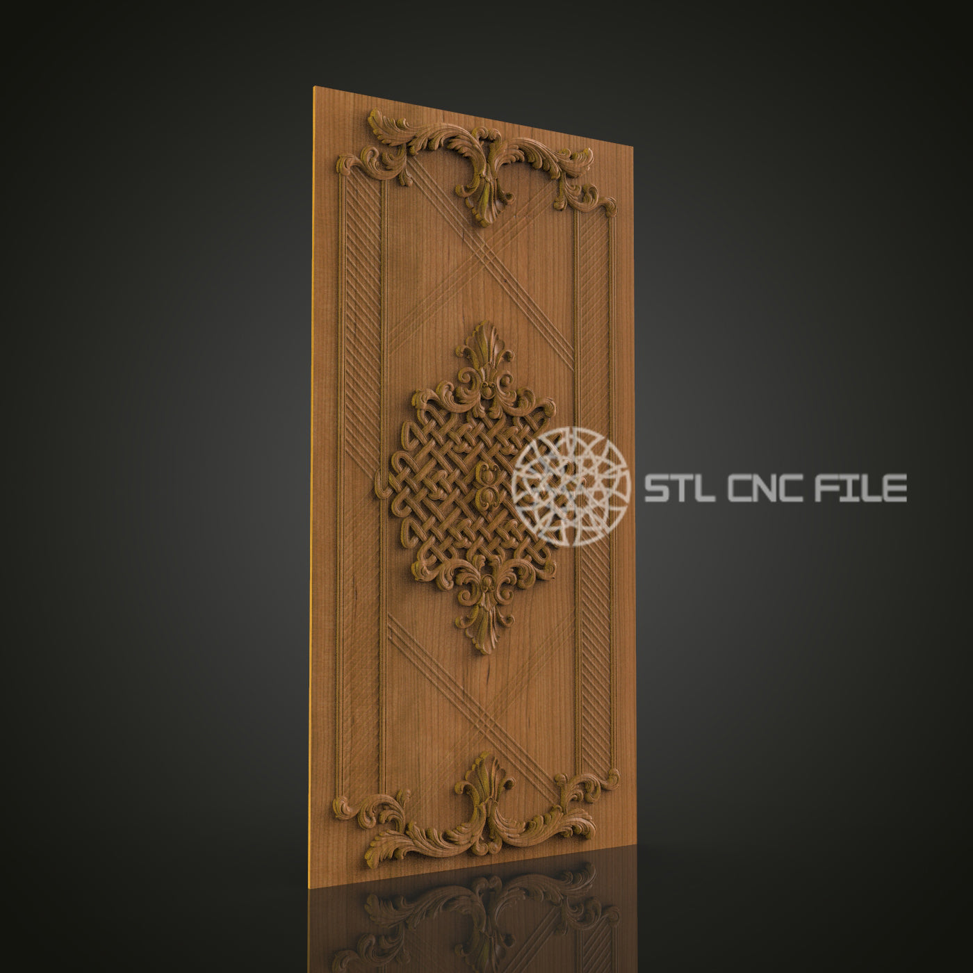 Intricate 3D Carved Ornate Panel STL File for CNC and 3D Printing - Decorative Relief Art, Home Decor, Digital Download