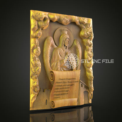 Sacred Icon Wall Art - CNC Engraved Religious Figure, Spiritual STL Wood Carving