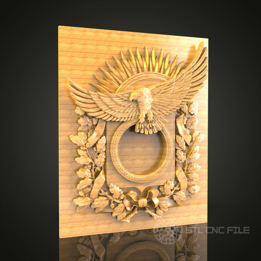 Majestic Eagle Relief STL Model for CNC Router - Artcam, Aspire Compatible, Symbolic Wood Carving