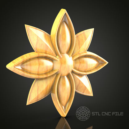 Floral Star STL Model for CNC Router, Compatible with Artcam, Aspire - Wood Art Wall Decor