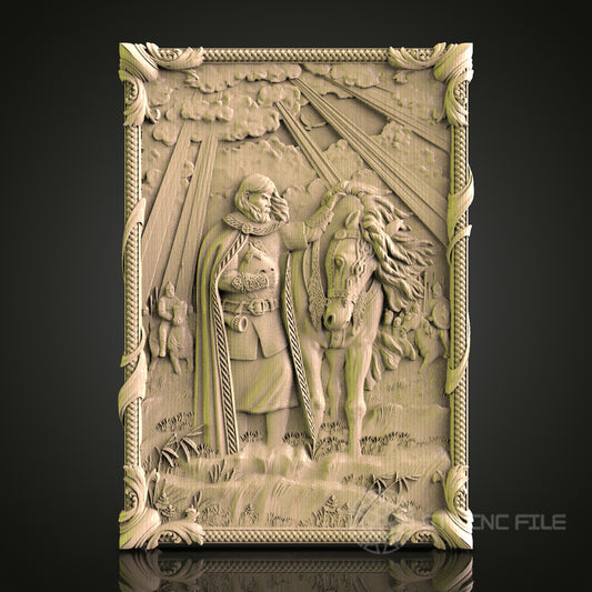 Knight and Maiden 3D CNC Router Engraver File, STL Model for Artcam Aspire, Wood Wall Decor